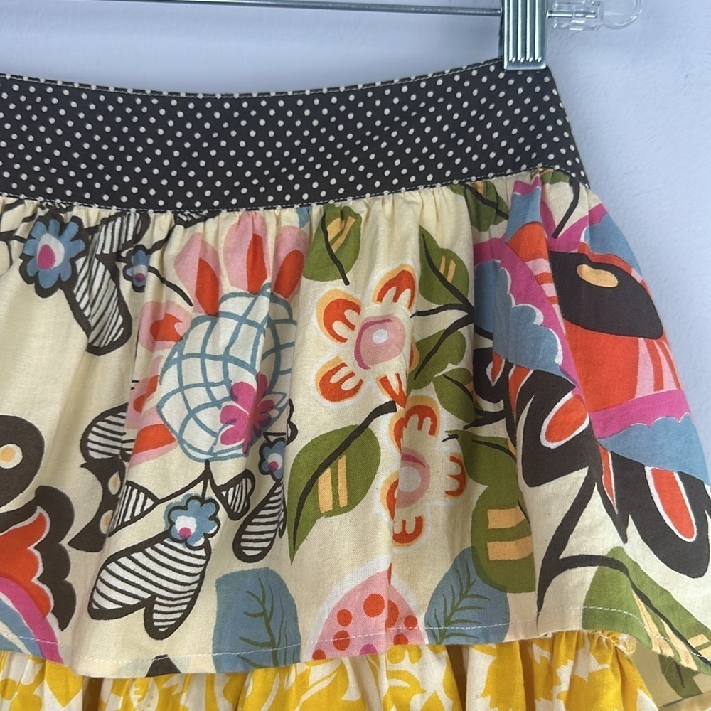 NWOT Vintage Pier 1 Bohemian Ruffle Tiered Apron Colorful Art to Wear OS Tie Bow - Picture 6 of 16